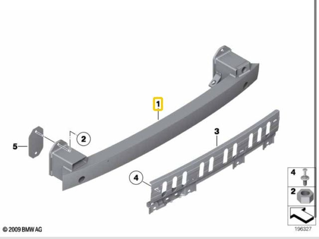 bontott BMW 5 GT Hátsó Lökhárító Merevítő (Fém)