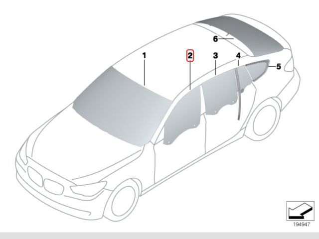 bontott BMW 5 GT Jobb első Ablak