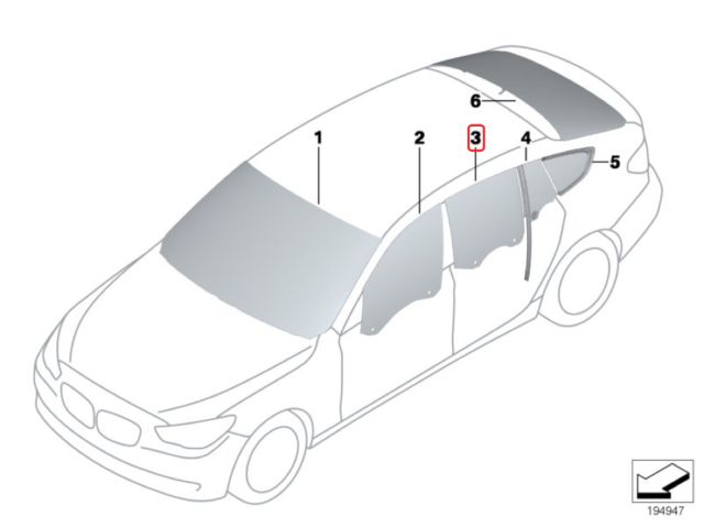 bontott BMW 5 GT Jobb hátsó Ablak