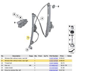 bontott BMW 5 GT Jobb hátsó Ablakemelő Szerkezet (Elektromos)