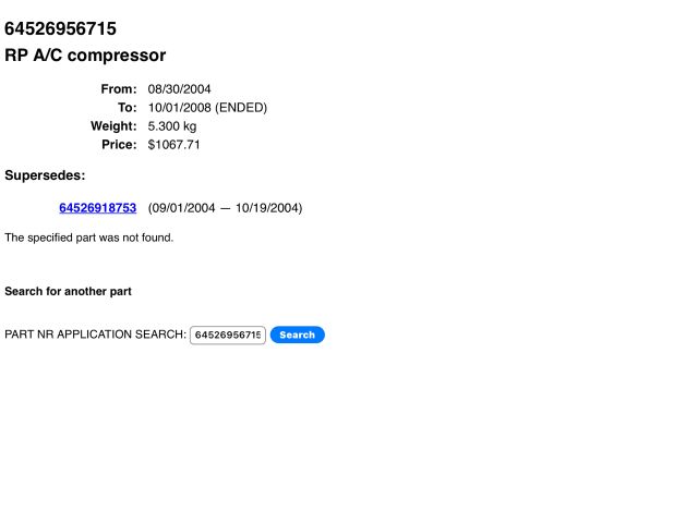 bontott BMW 6 Klímakompresszor