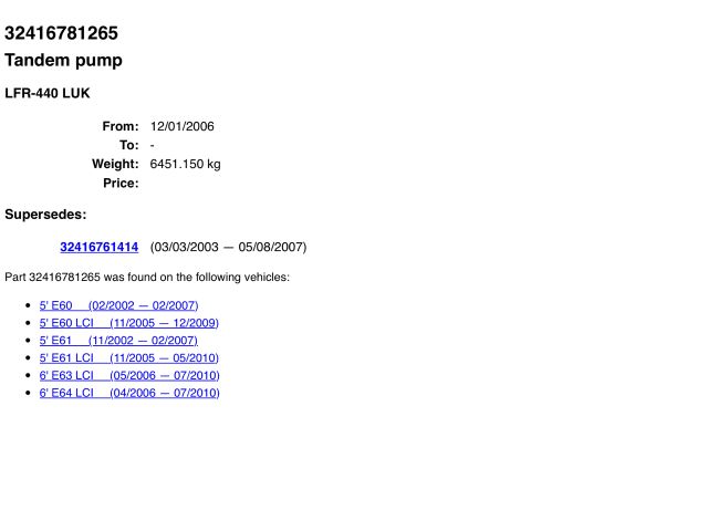 bontott BMW 6 Kormányszervó Motor (Hidraulikus)