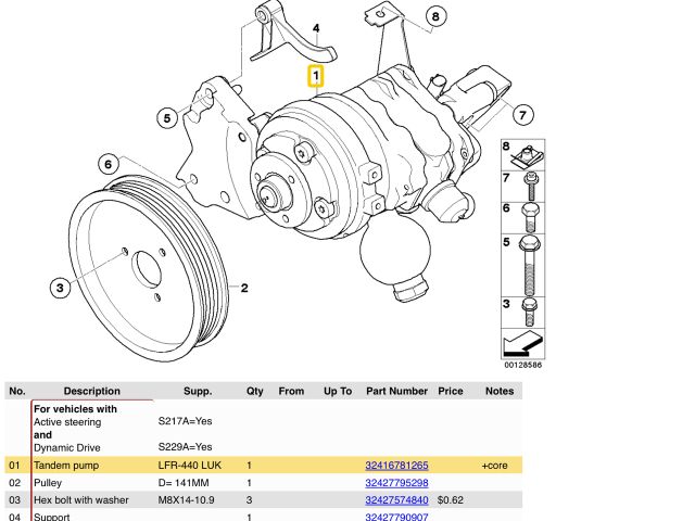bontott BMW 6 Kormányszervó Motor (Hidraulikus)