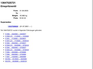 bontott BMW 6 Porlasztó Sor / Híd