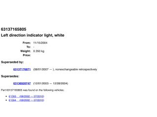 bontott BMW 6 Bal Helyzetjelző