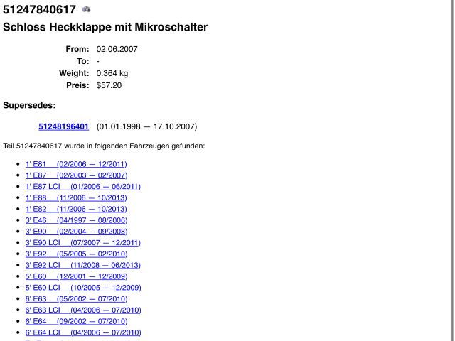 bontott BMW 6 Csomagtérajtó Zárszerkezet