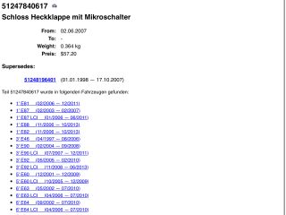 bontott BMW 6 Csomagtérajtó Zárszerkezet