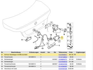 bontott BMW 6 Csomagtérajtó Zárszerkezet