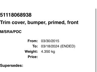 bontott BMW 6 Első Lökhárító (Üresen)