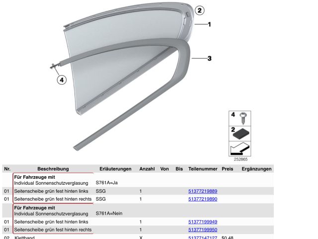 bontott BMW 6 Jobb C Oszlop Oldalablak Üveg