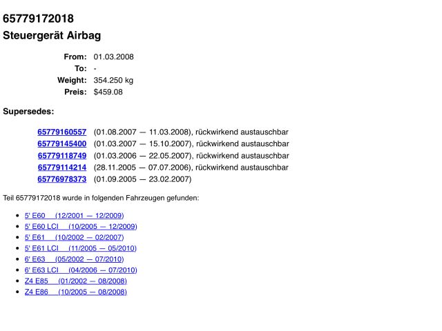 bontott BMW 6 Légzsák Elektronika
