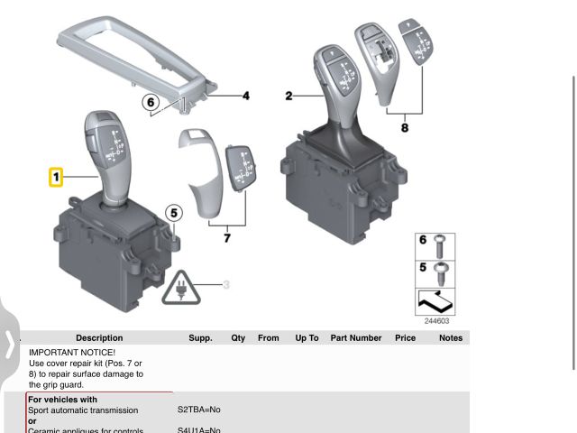 bontott BMW 7 Automata Váltókar