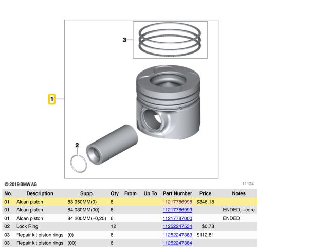 bontott BMW 7 Dugattyú és Hajtókar