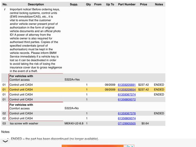 bontott BMW 7 Immobilizer Elektronika