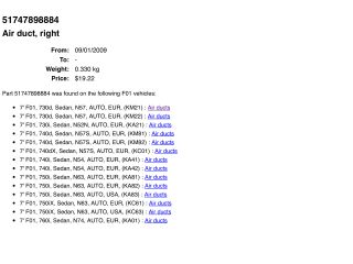 bontott BMW 7 Jobb első Fék Hűtő Cső
