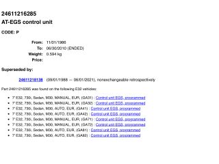 bontott BMW 7 Automata Váltó Elektronika