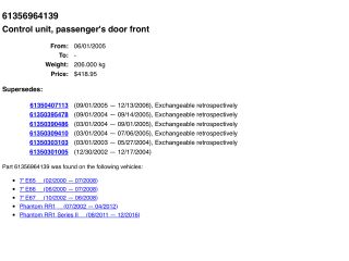bontott BMW 7 Komfort Elektronika
