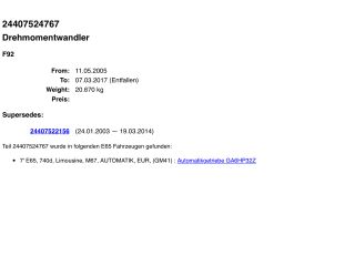 bontott BMW 7 Automata Kuplung