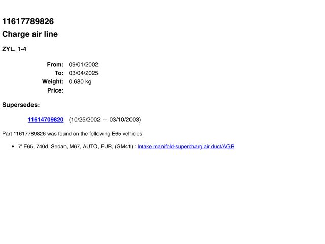 bontott BMW 7 Turbócső