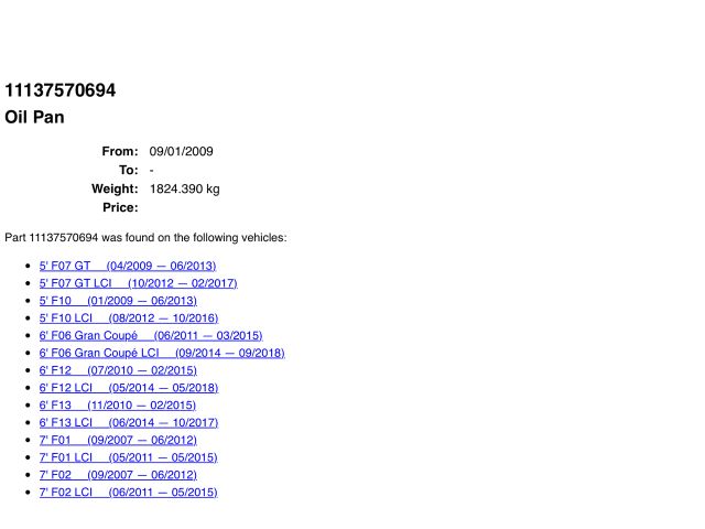 bontott BMW 7 Olajteknő