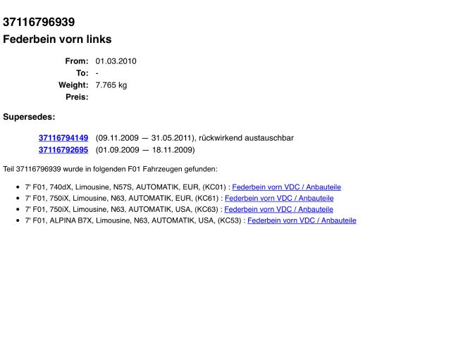 bontott BMW 7 Bal első Lengéscsillapító