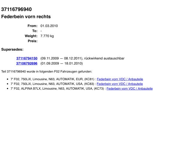 bontott BMW 7 Jobb első Lengéscsillapító