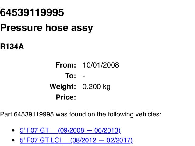 bontott BMW 7 Klíma Cső