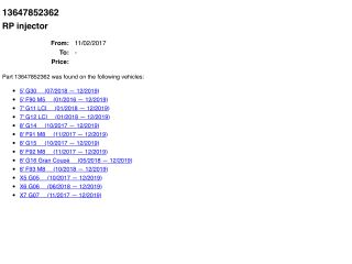 bontott BMW 7 Porlasztó (1 db)