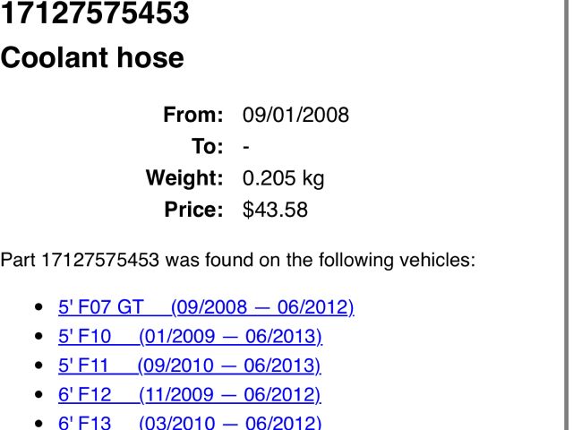 bontott BMW 7 Vízcső