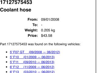 bontott BMW 7 Vízcső