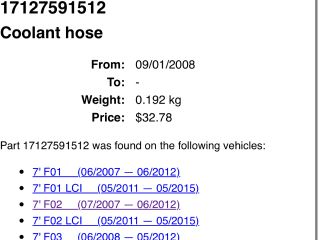 bontott BMW 7 Vízcső