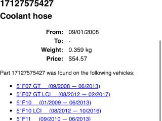 bontott BMW 7 Vízcső