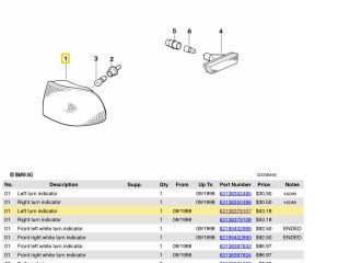 bontott BMW 7 Bal első Irányjelző