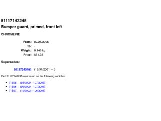 bontott BMW 7 Bal első Lökhárító Díszléc