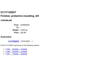 bontott BMW 7 Bal első Lökhárító Díszléc