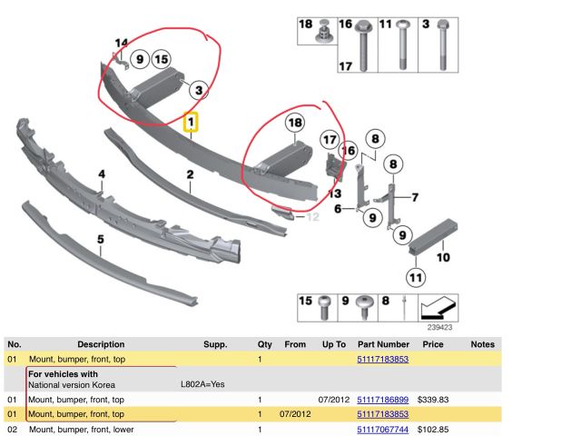 bontott BMW 7 Bal első Lökhárító Merevítő Tartó (Fém)