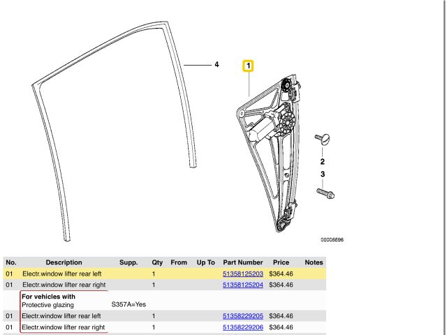 bontott BMW 7 Bal hátsó Ablakemelő Szerkezet (Elektromos)