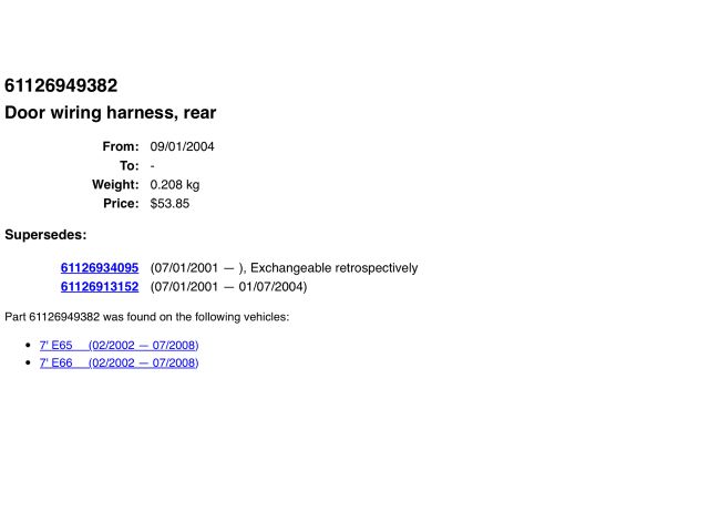 bontott BMW 7 Bal hátsó Ajtó Kábelköteg