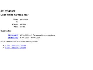 bontott BMW 7 Bal hátsó Ajtó Kábelköteg