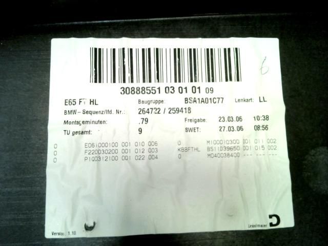 bontott BMW 7 Bal hátsó Ajtó Szigetelés