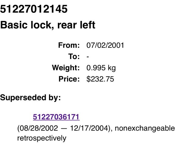 bontott BMW 7 Bal hátsó Ajtózár