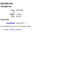 bontott BMW 7 Bal Hátsó Lámpa