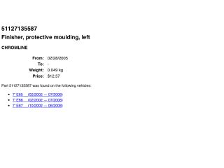 bontott BMW 7 Bal hátsó Lökhárító Díszléc