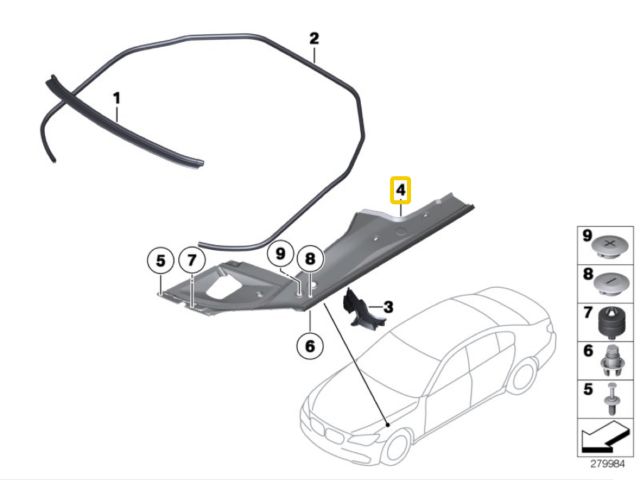 bontott BMW 7 Bal Sárvédő Csavar Burkolat