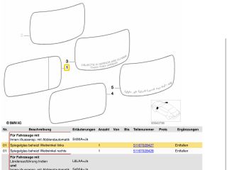 bontott BMW 7 Bal Tükörlap