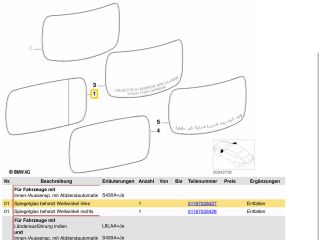 bontott BMW 7 Bal Tükörlap