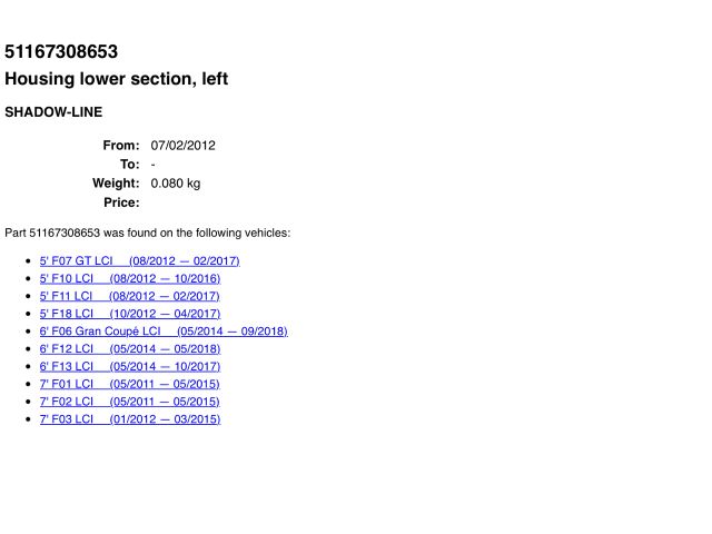 bontott BMW 7 Bal Visszapillantó Tükör Keret