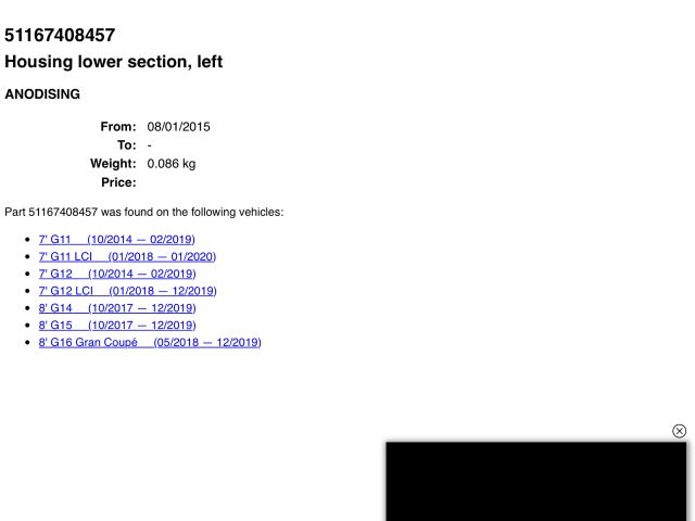 bontott BMW 7 Bal Visszapillantó Tükör Keret