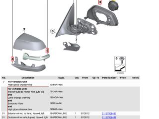 bontott BMW 7 Bal Visszapillantó Tükör Keret