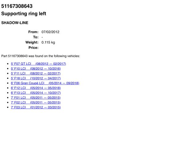 bontott BMW 7 Bal Visszapillantó Tükör Keret